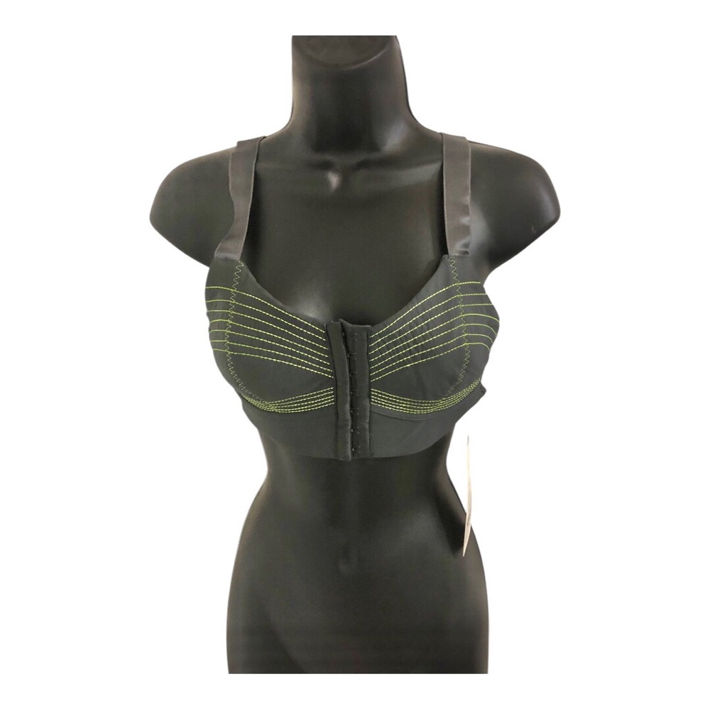 Fabletics ines steel gray green stitching low impact sports bra‎ size XS/4 new